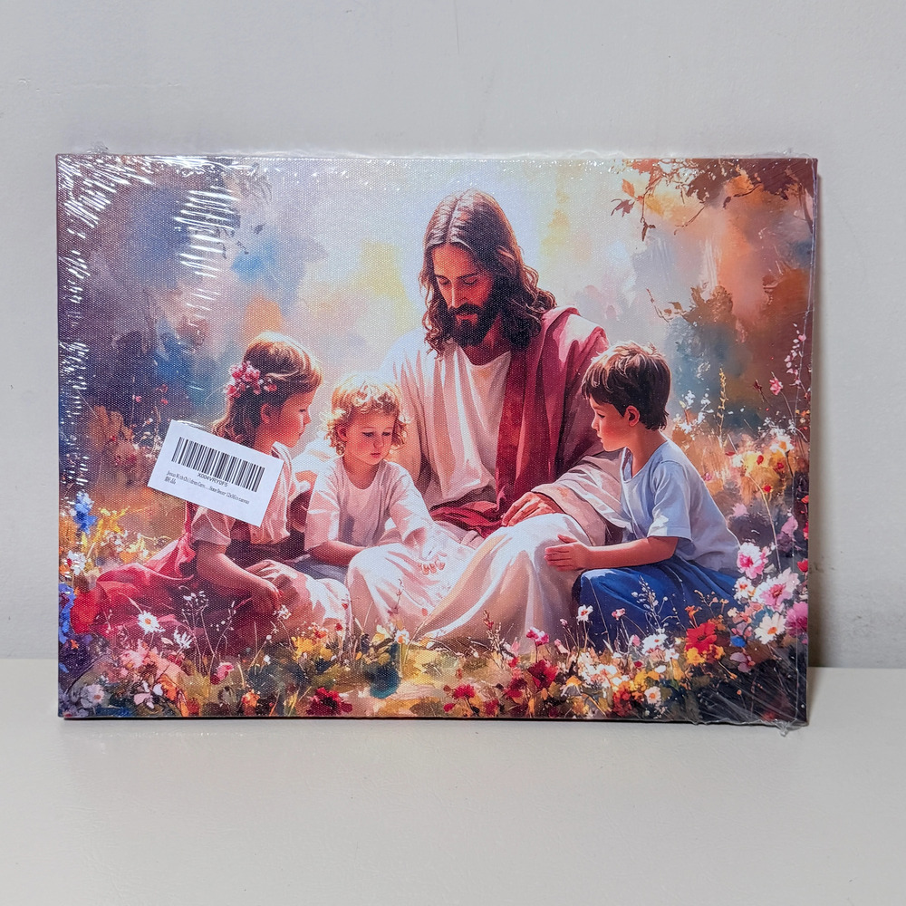 Jesus With Children Canvas Wall Art Print 12x16 Gallery Wrapped Religious Decor